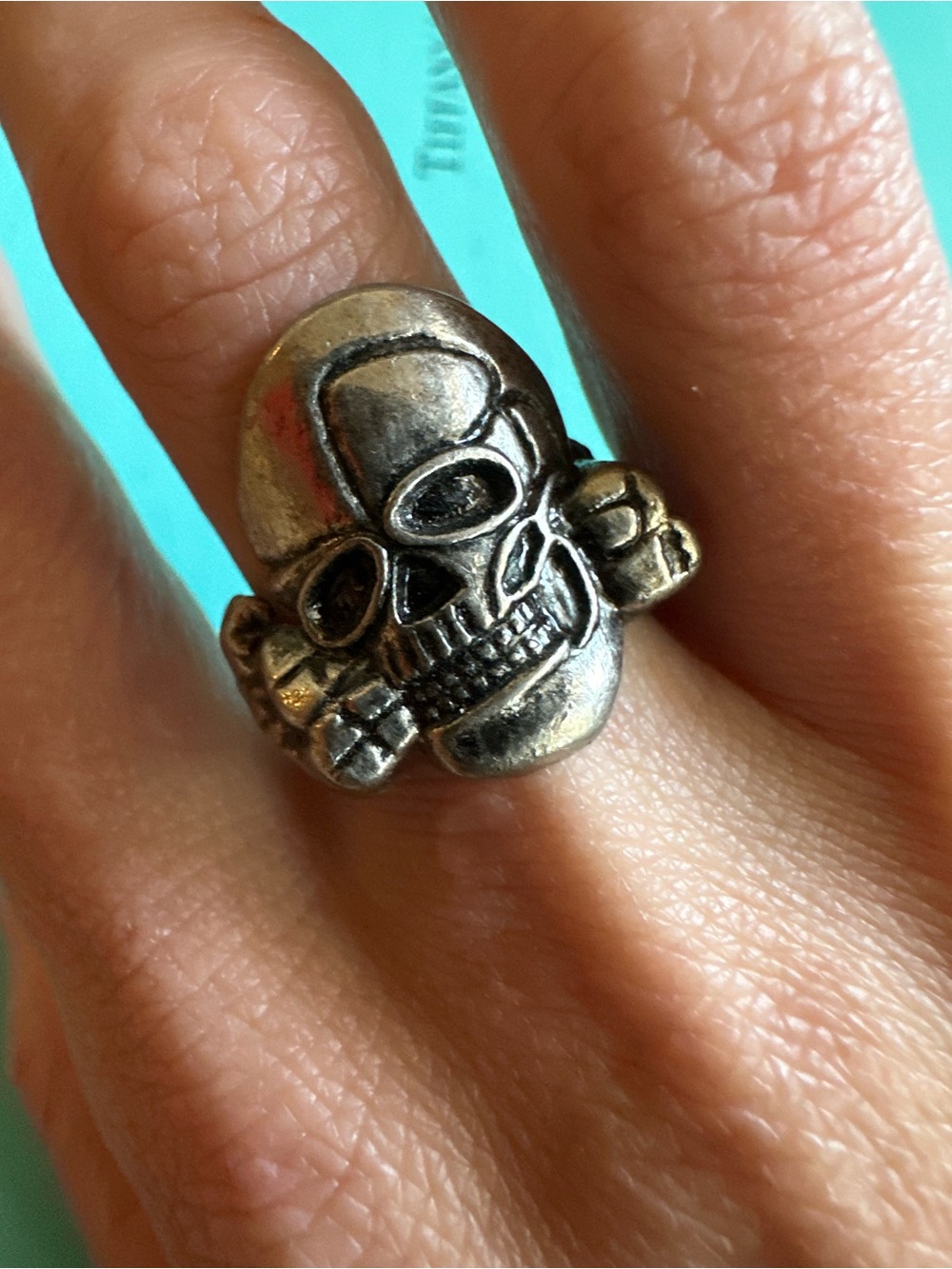 Vintage Untested Skull Open Back Ring 7.5